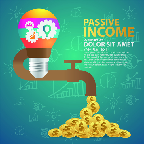 Creative passive income money background vector 04  