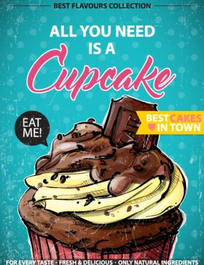 Cupcake vintage poster design vettoriali 19  