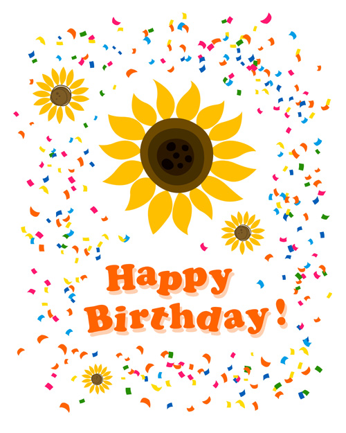 Cute flower with Happy birthday greeting cards vector 04  