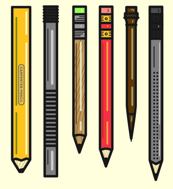 Different pencil vector graphics  