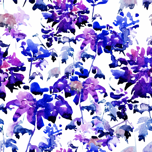 Disarray watercolor flowers vector seamless pattern 03  