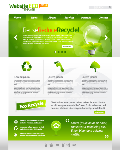 Green ECO Website Template design vector 04  