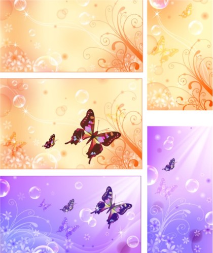 Fantasy design butterflies background vector  