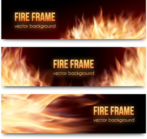 Fire banners template vector 02  