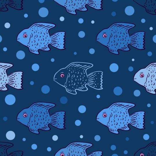 Fish seamless pattern vector  