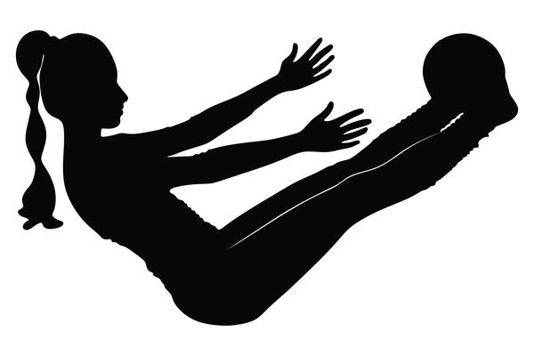 Fitness ball with girl silhouette vector set 04  