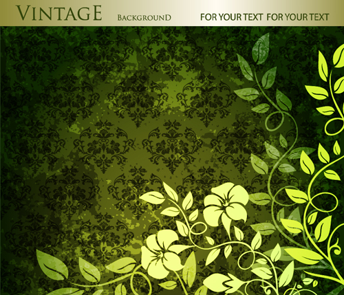 Floral with vintage backgrounds vector 02  