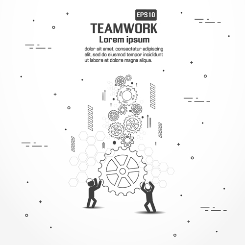 Gearwheel with teamwork template vector 07  