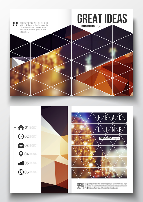 Geometric shape cover template magazine with flyer vector 04  