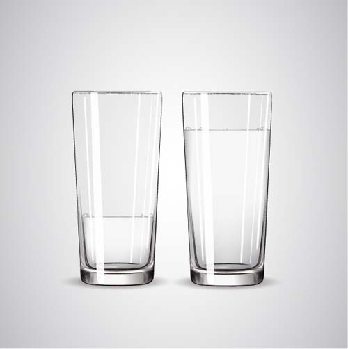 Glass cup with water vectors set 05  