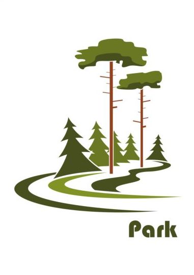 Зеленый парк логотип векторов набор 01  