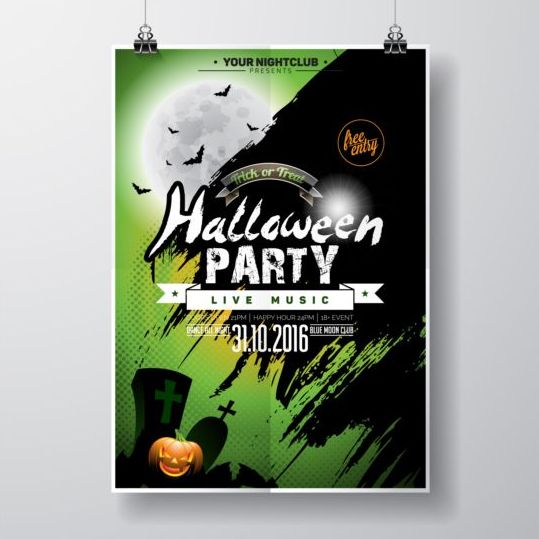 Halloween muziek Party Flyer Design vectoren 09  