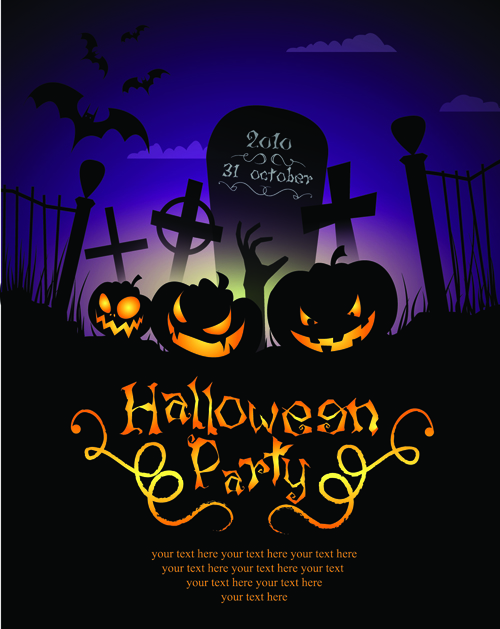 Halloween party flyer cover pumpkin vector 02  