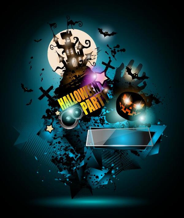 Halloween party flyer template design vector 02  