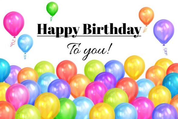 Happy Birthday Hintergrund mit farbigen Ballon Vector 03  