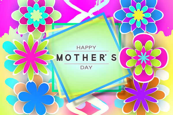 Happy mother day flower cards vectors set 09  