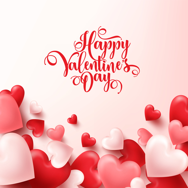 Heart shape valentine card with white background vector 01  