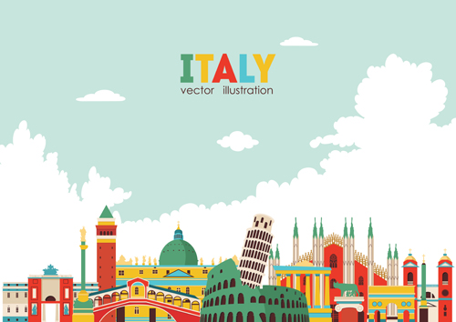 Italy travel background art vector 05  