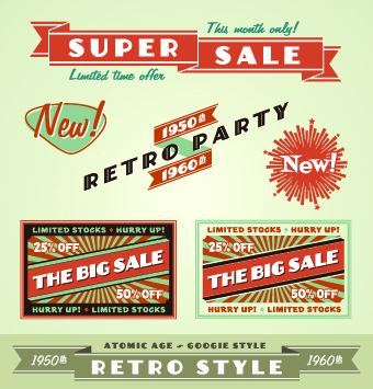 Sale Labels retro style vector 05  