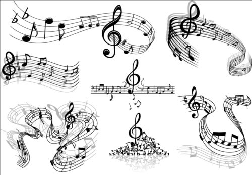 Music notes design elements set vector 06  