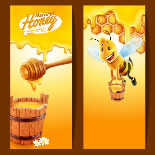 Miel miel bannières conception vecteurs 03  