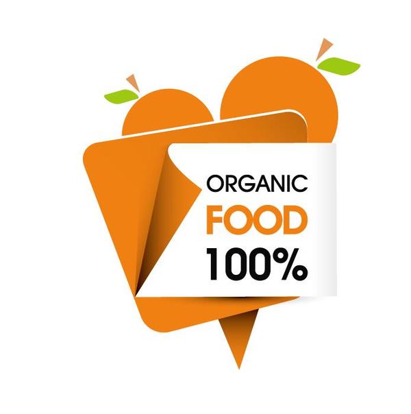 Organic food sticker design vector 03  