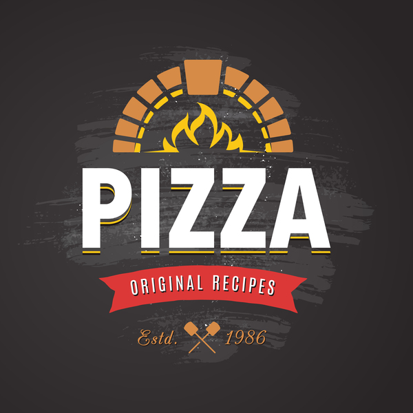 Style vintage de la pizza Logo vector 02  