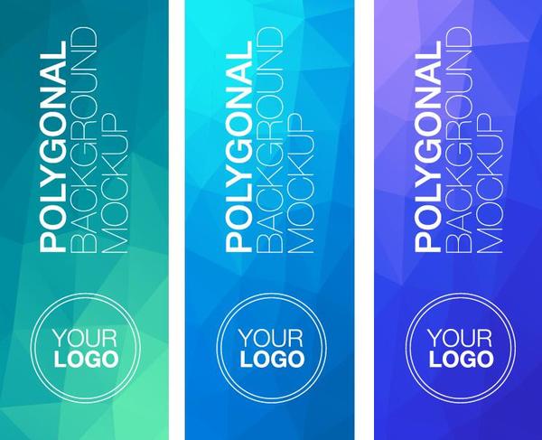 Polygonal vertical banners vectors set 03  