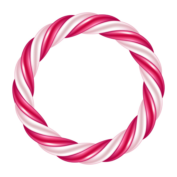 Round candy cane vector frame 01  