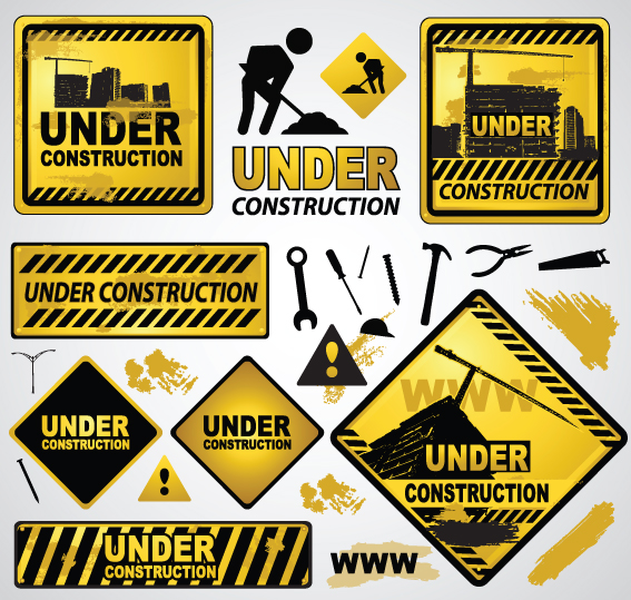 Construction of Signs and markers design vector 03  