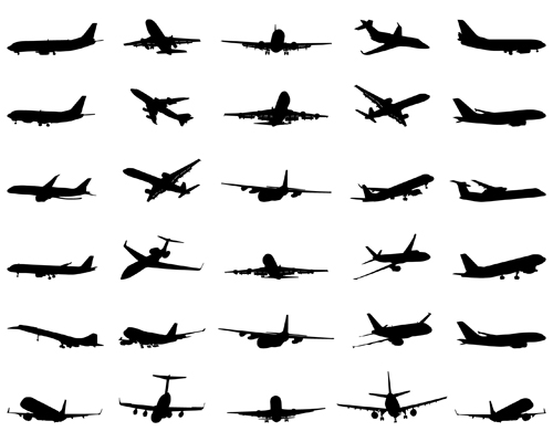 Silhouette aircraft set vector 01  