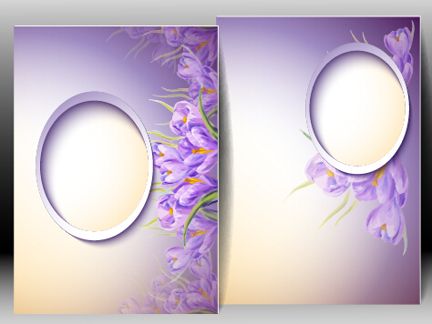 Spring flowers cards set vector 09  