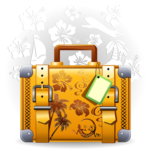 Summer travel suitcase backgrounds vector 01  