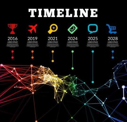 Timeline with infographics vector template 01  