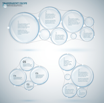 Transparent drops infographics vector 01  