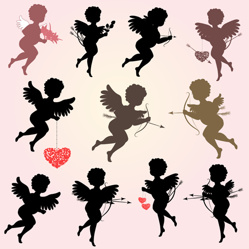 Valentine cupids design elements vector 01  