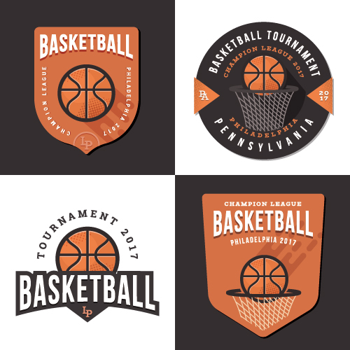 Vintage basketball badge with labels vector  