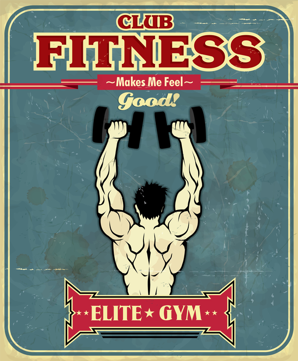Vintage Fitness Club Poster Vektor  