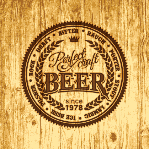 Vintage wooden beer labels vector 09  