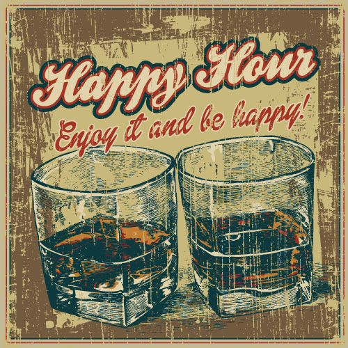 Whiskey poster hand drawn vectors material 02  