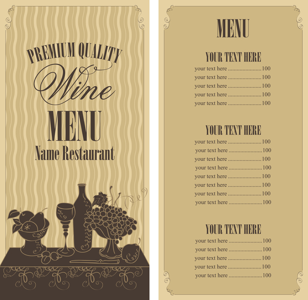 Wine menu list template vector material 03  