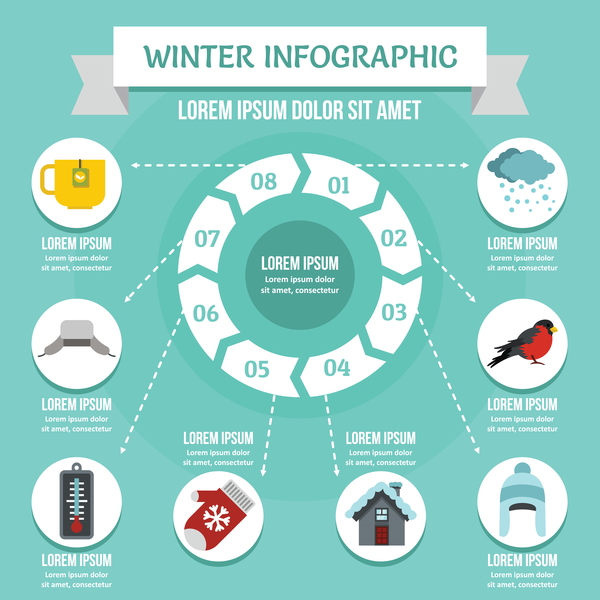 Vecteur de conception infographique hiver  