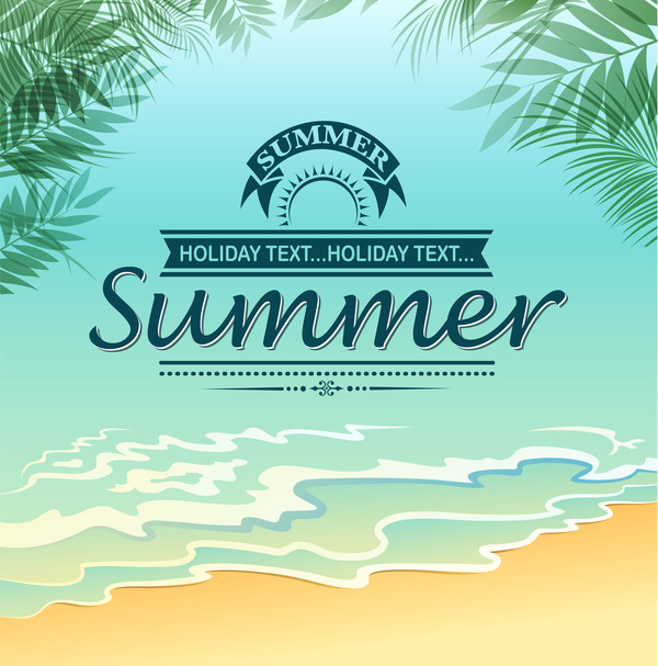 空ビーチ風光明媚な夏のポスター ベクトル  