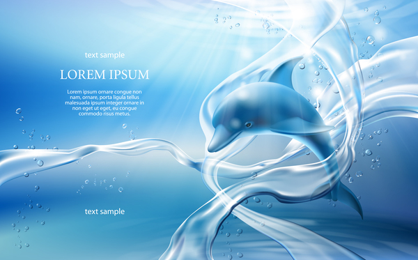 Delphin mit Wasser Hintergrund Vektor  