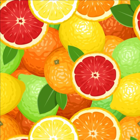 Zitrone mit orangefarbenem, nahtlosem Mustervektor  