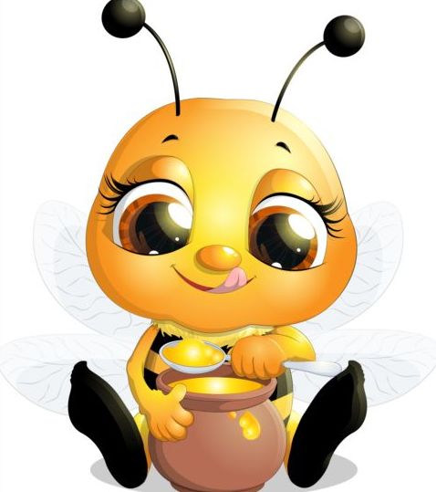 bella Cartoon bee set vettori 03  