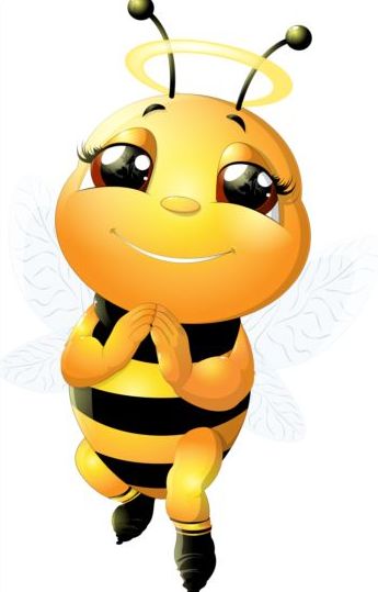 사랑 스러운 만화 꿀벌 세트 벡터 12  