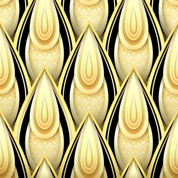 Luxus goldenes dekoratives Mustervektorenmaterial 01  