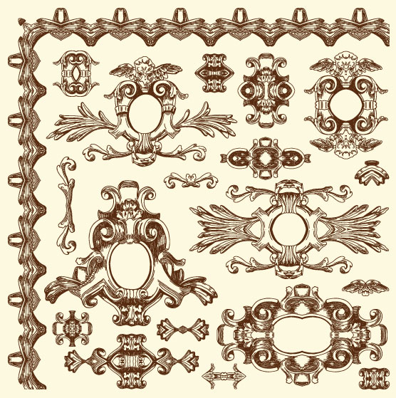 Set Vintage of Retro borders vector art 07  