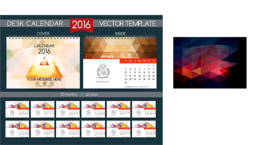 2016 New year desk calendar vector material 114  